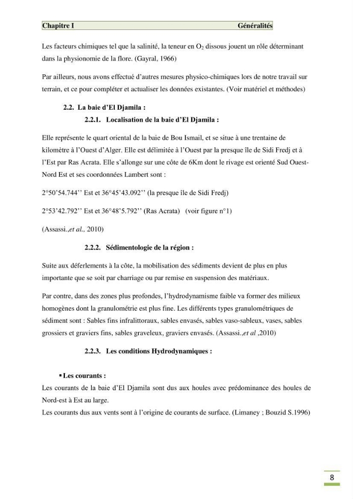 Etude de la flore algale de la région ouest d\' Alger