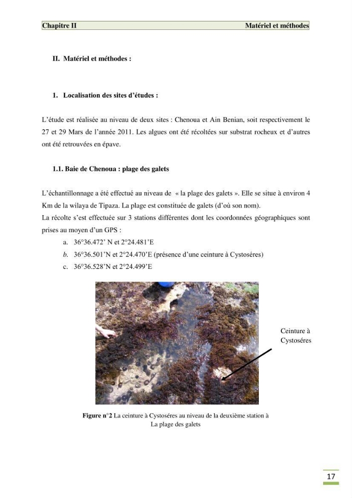 Etude de la flore algale de la région ouest d\' Alger