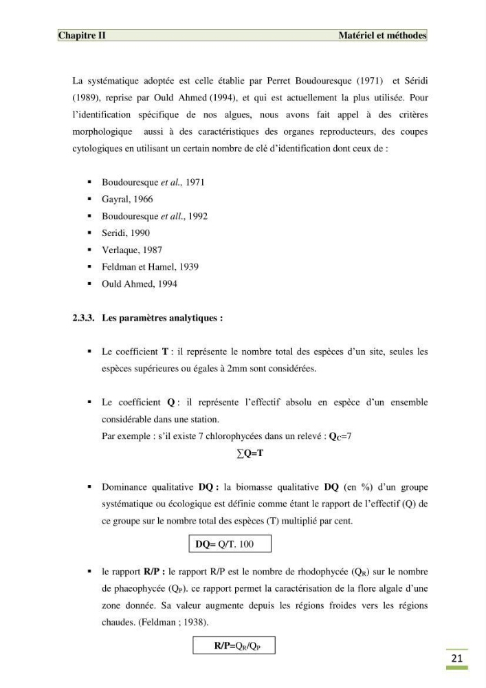 Etude de la flore algale de la région ouest d\' Alger
