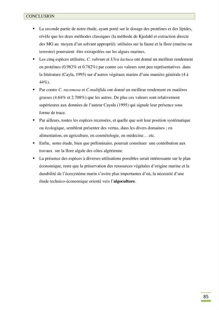 Etude de la flore algale de la région ouest d\' Alger