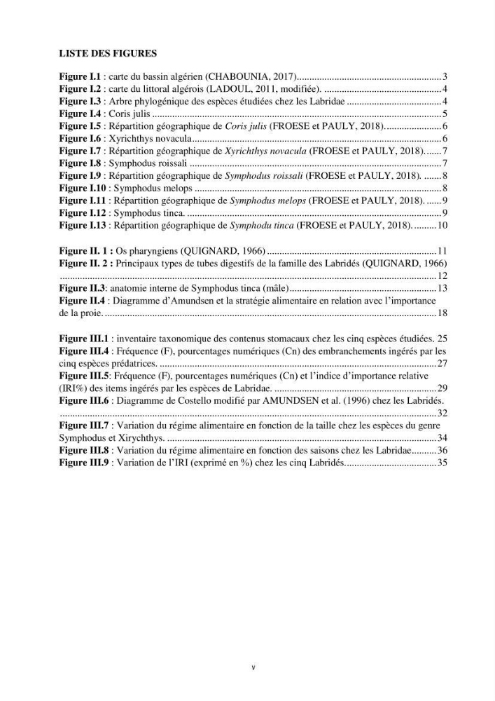 Contribution à l’étude comparative des stratégies alimentaires de cinq espèces de Labridae (Téléostéens, Perciformes) du bassin algérien.