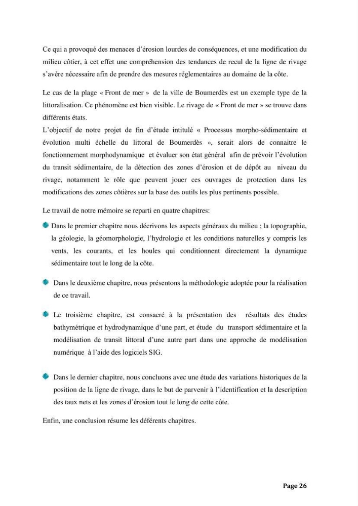 Processus morpho-sédimentaire et évolution multi-échelle de la plage front de mer de la ville de boumerdes