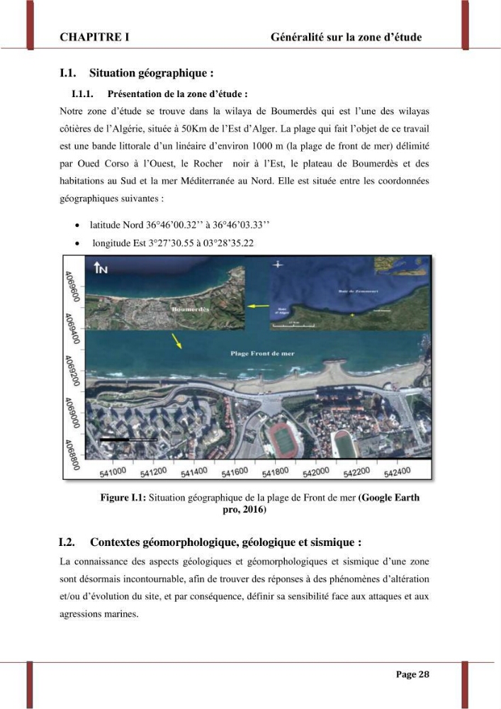Processus morpho-sédimentaire et évolution multi-échelle de la plage front de mer de la ville de boumerdes