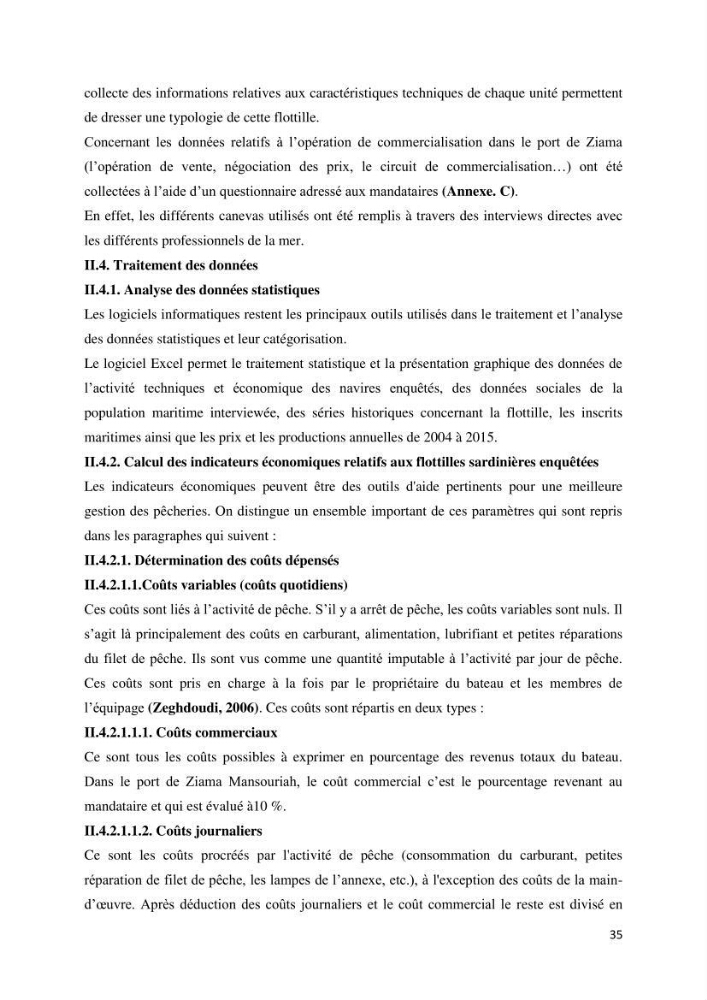 Etude des indicateurs socio-économiques de la pêcherie sardinière dans le port de Ziama Mansouriah: