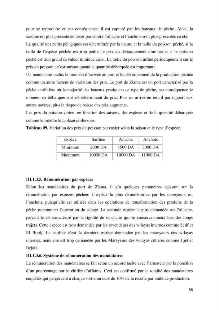 Etude des indicateurs socio-économiques de la pêcherie sardinière dans le port de Ziama Mansouriah:
