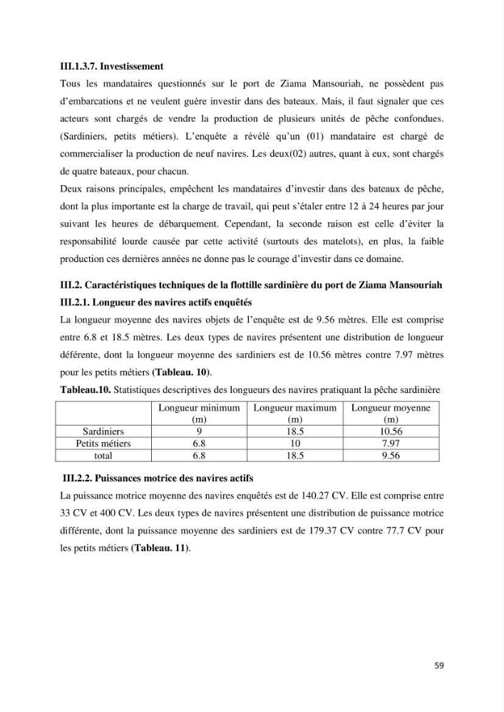 Etude des indicateurs socio-économiques de la pêcherie sardinière dans le port de Ziama Mansouriah: