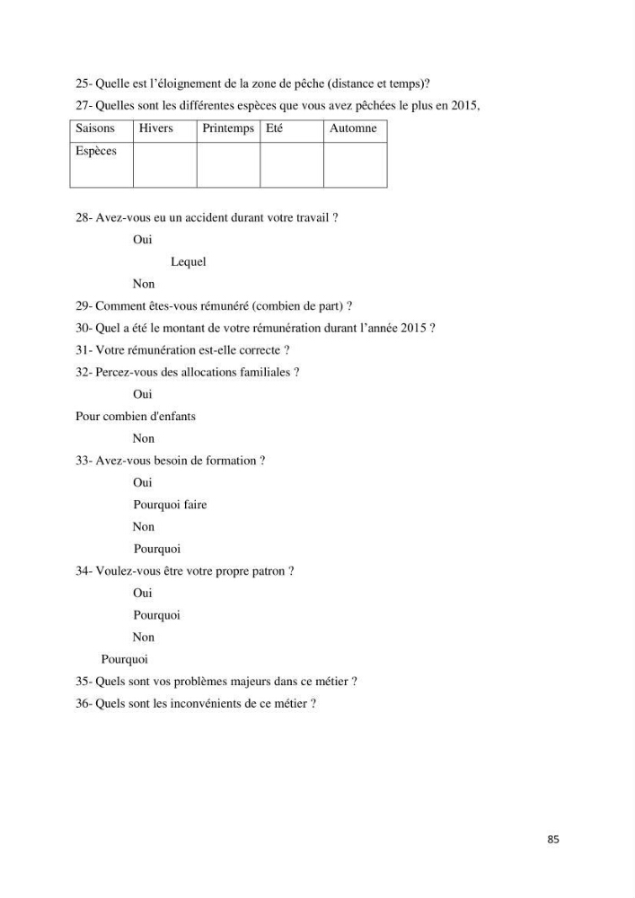 Etude des indicateurs socio-économiques de la pêcherie sardinière dans le port de Ziama Mansouriah: