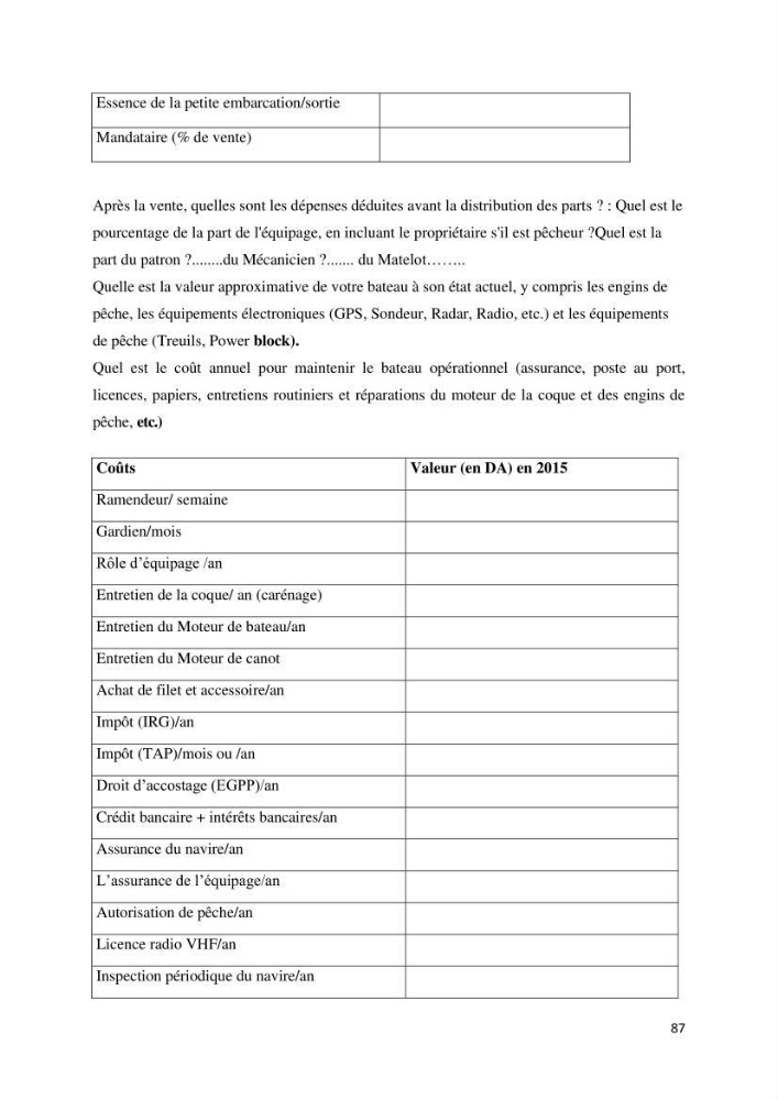 Etude des indicateurs socio-économiques de la pêcherie sardinière dans le port de Ziama Mansouriah: