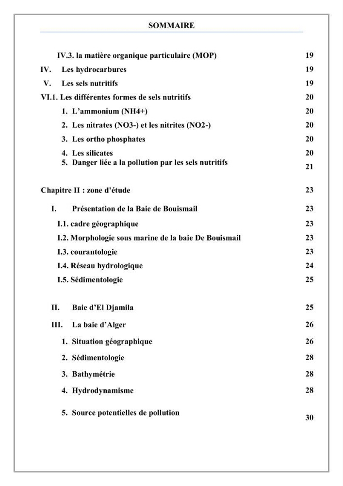 Evaluation de la pollution marine dans la baie d\'Alger et la baie d\'El Djamila