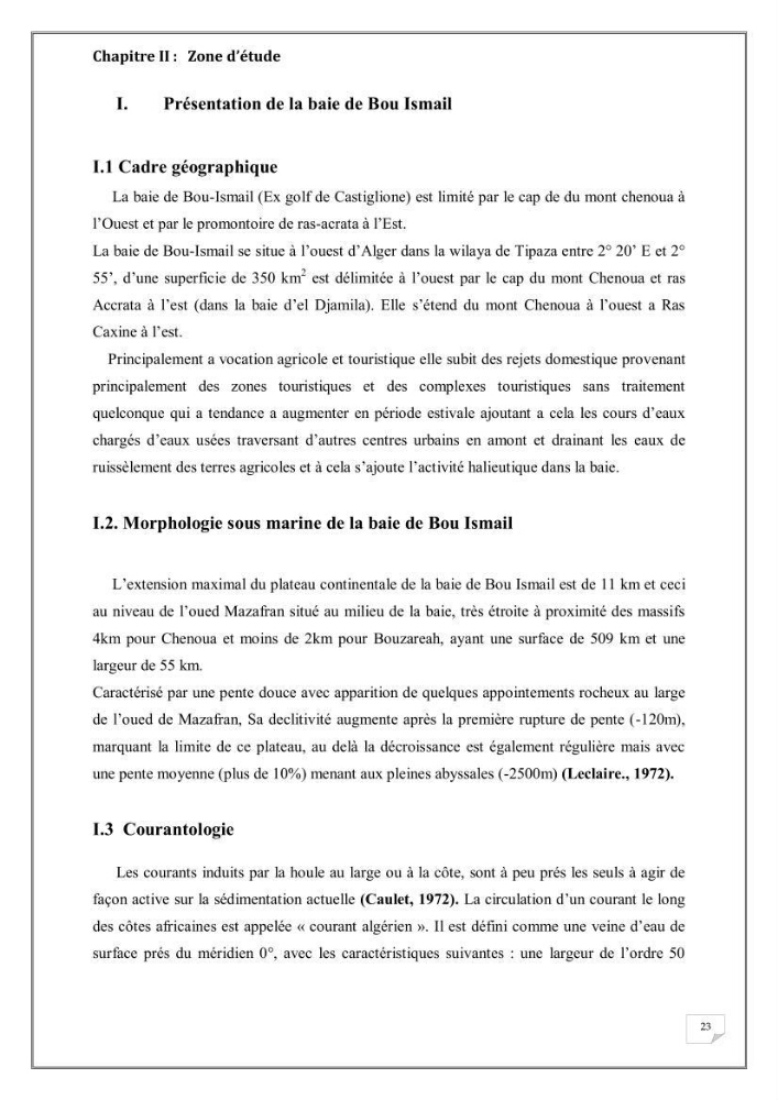 Evaluation de la pollution marine dans la baie d\'Alger et la baie d\'El Djamila