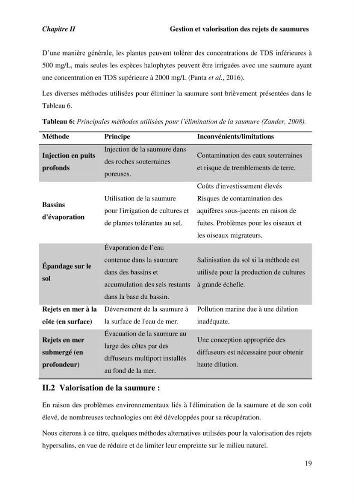Caractérisation des rejets de saumure des stations de dessalement et leur impact sur le milieu récepteur