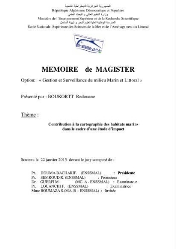 Contribution à la cartographie des habitas marins dans le cadre d'une étude d'impact: Contribution à la cartographie des habitas marins dans le cadre d'une étude d'impact: