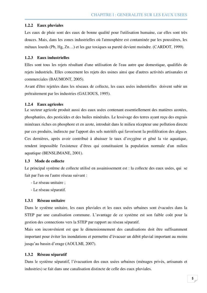 Etude des performances d\'une station d\'épuration des eaux usées