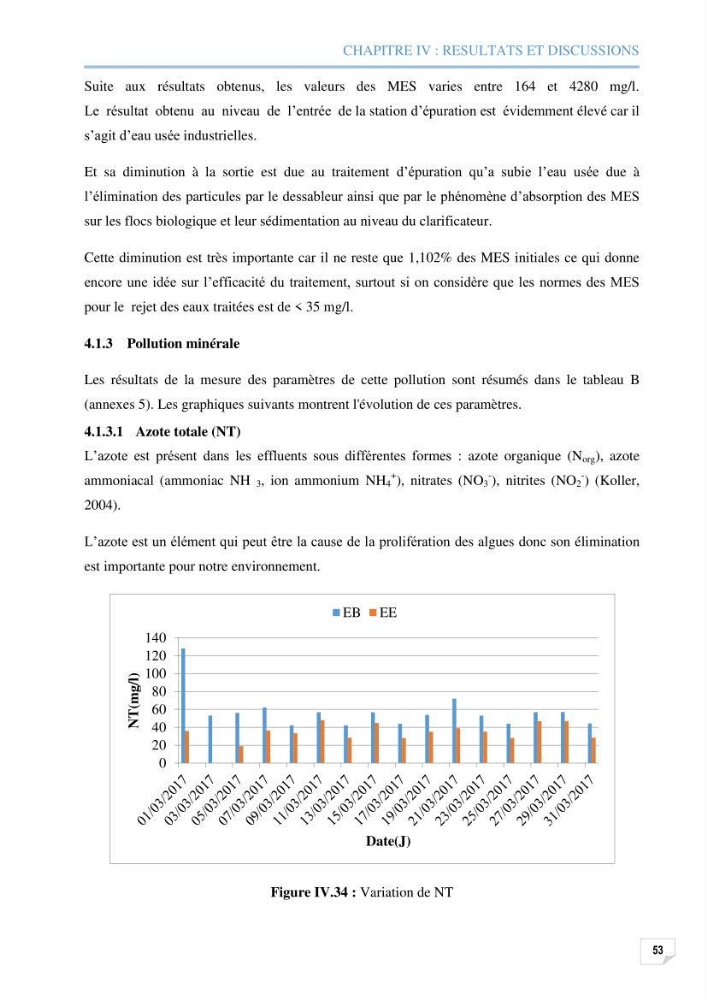 Etude des performances d\'une station d\'épuration des eaux usées