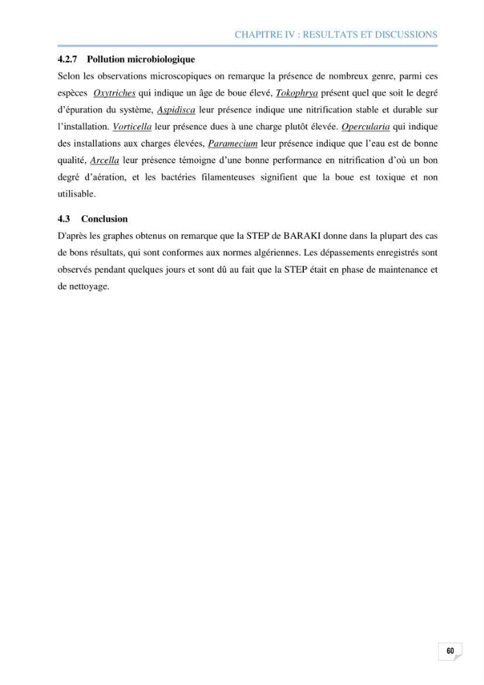 Etude des performances d\'une station d\'épuration des eaux usées