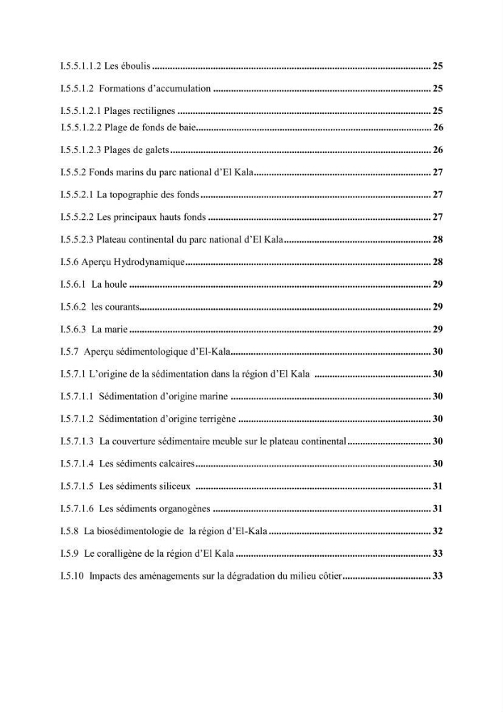 Etude biosédimentologique de la partie marine du parc d\'El-Kala