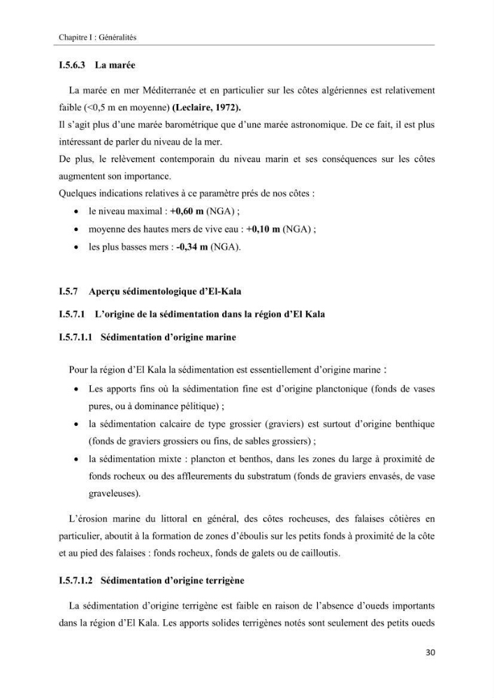 Etude biosédimentologique de la partie marine du parc d\'El-Kala