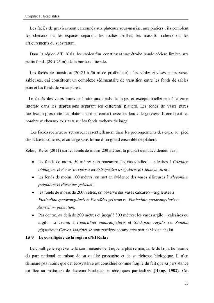 Etude biosédimentologique de la partie marine du parc d\'El-Kala