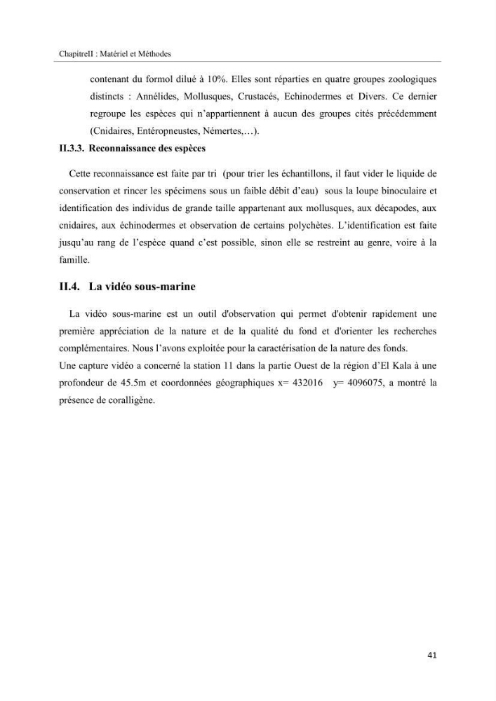 Etude biosédimentologique de la partie marine du parc d\'El-Kala