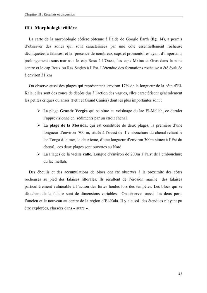Etude biosédimentologique de la partie marine du parc d\'El-Kala