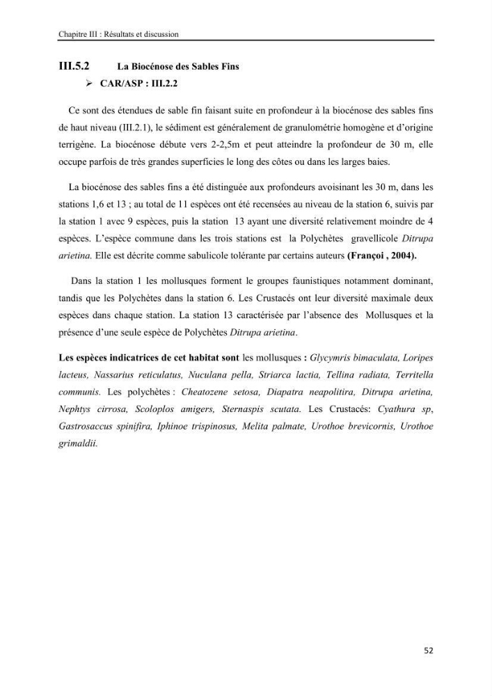 Etude biosédimentologique de la partie marine du parc d\'El-Kala