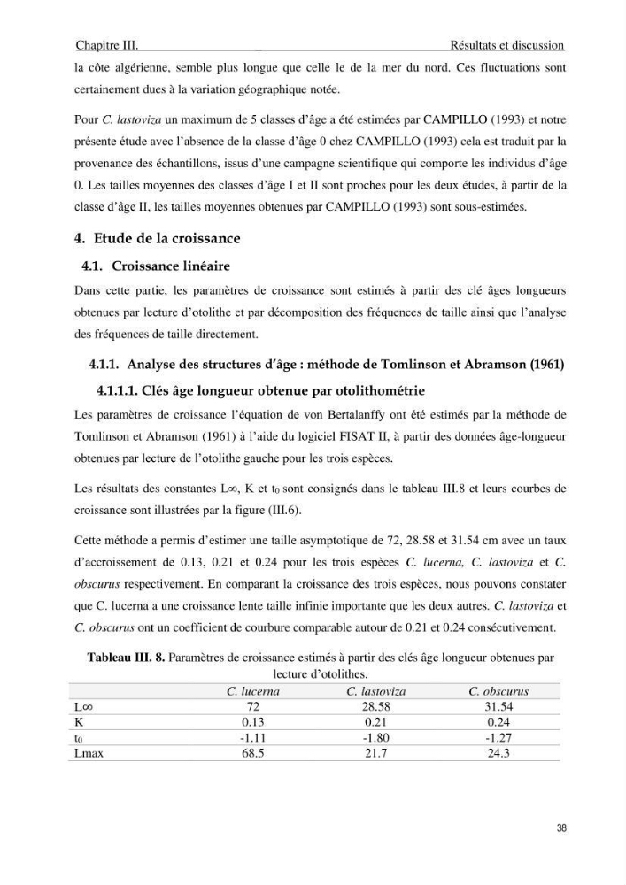 Contribution à l\'étude de la croissance et de l\'exploitation du genre Chelidonichthys ( Actinopteri, Triglidae) dans la côte Algérienne: