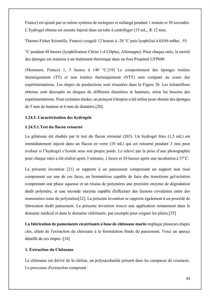 Élaboration et caractérisation de pansements innovants à base de chitosane marin.