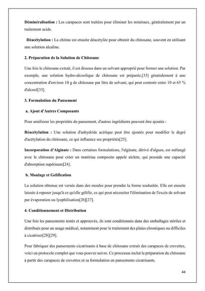 Élaboration et caractérisation de pansements innovants à base de chitosane marin.