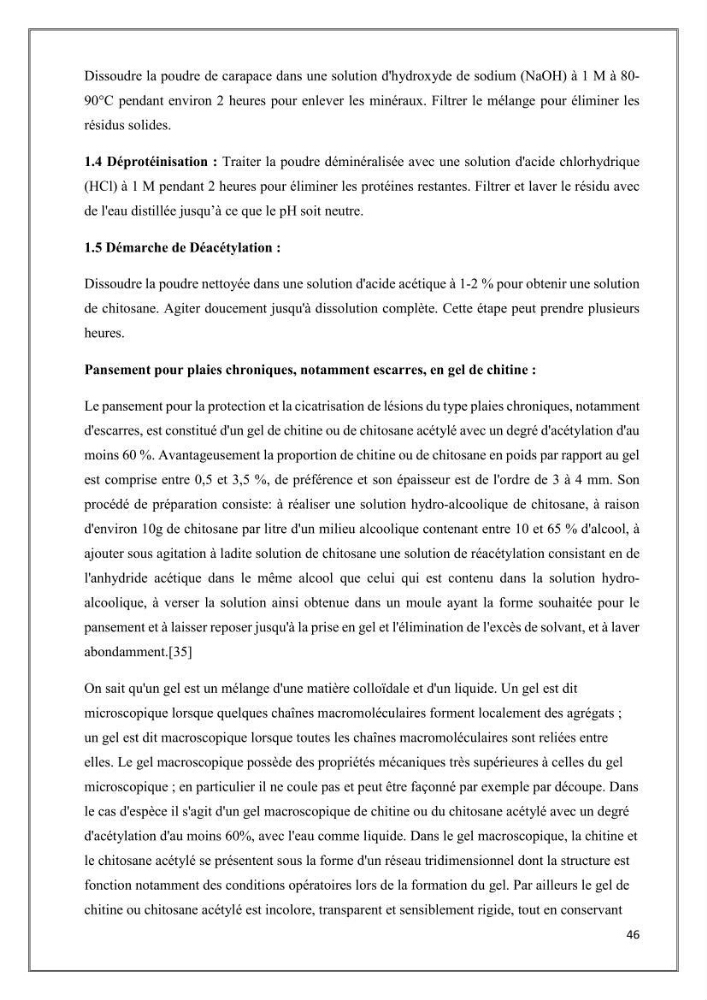 Élaboration et caractérisation de pansements innovants à base de chitosane marin.
