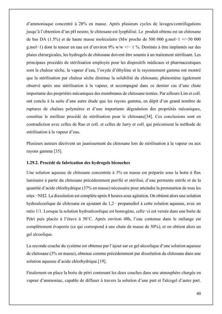 Élaboration et caractérisation de pansements innovants à base de chitosane marin.