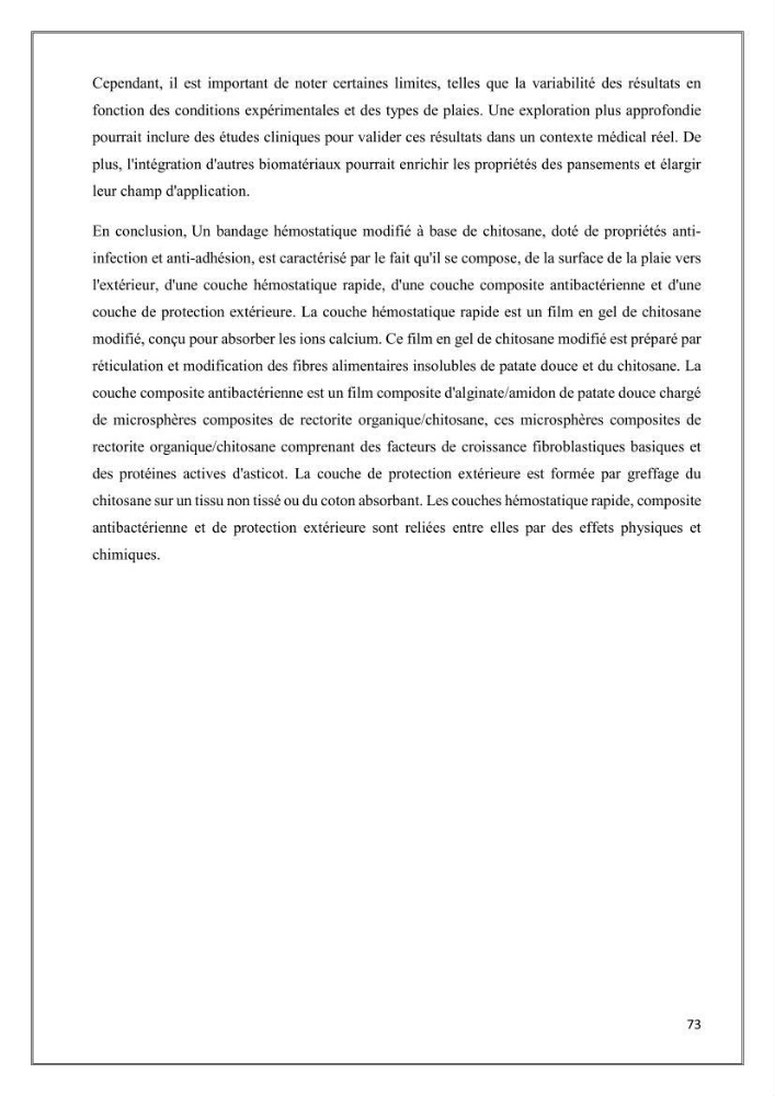 Élaboration et caractérisation de pansements innovants à base de chitosane marin.