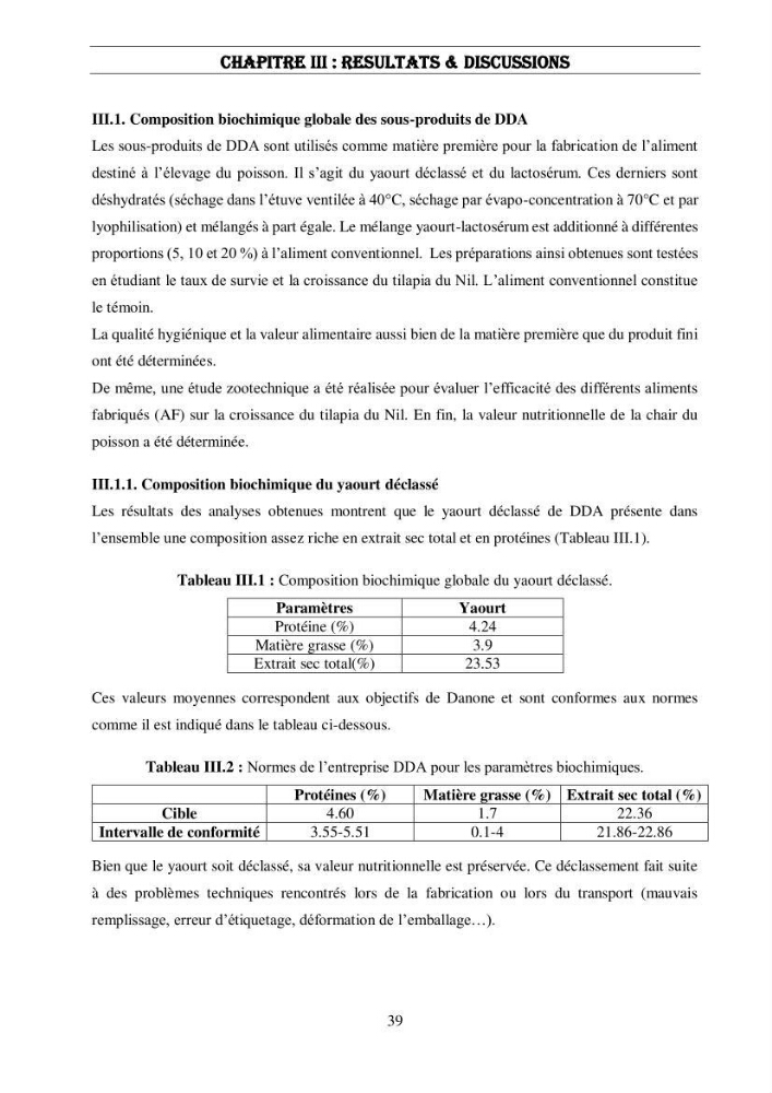 Valorisation des sous-produits de l\'industrie laitières (DANONE) en vue de la fabrication d\'un aliment aquacole