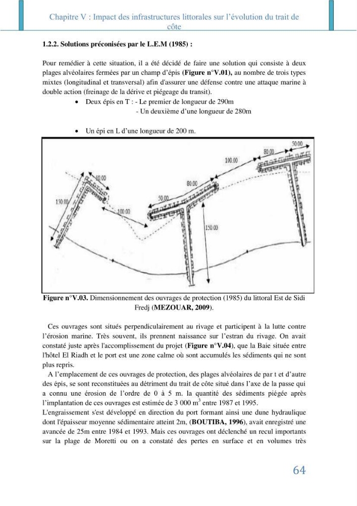 Impact des infrastructures littorales sur l\'évolution du trait de côte dans dans une zone soumise à un fort transit sédimentaire