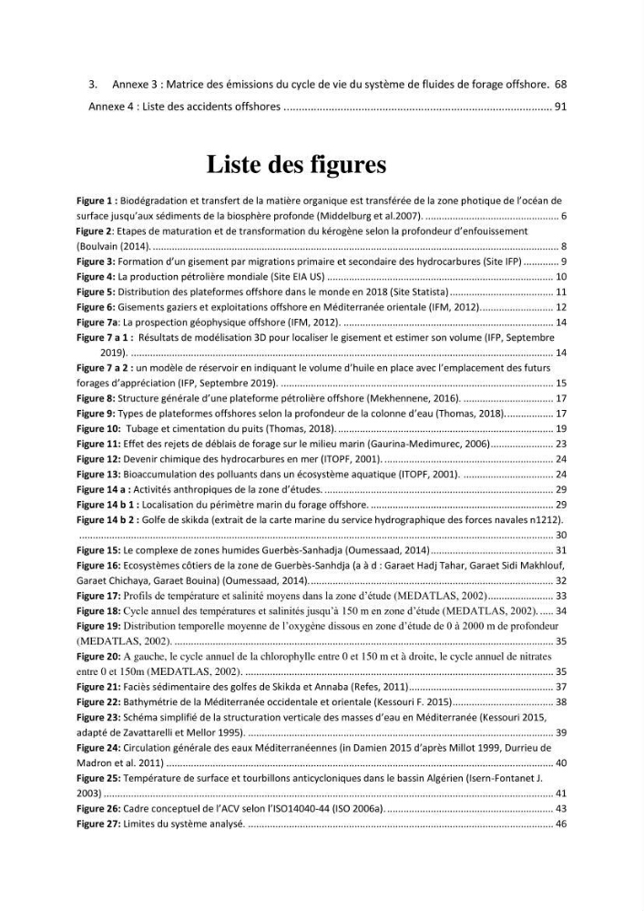 Analyse des impacts environnementaux potentiels du forage pétrolier offshore dans le cadre de l’Analyse du Cycle de Vie (ACV):