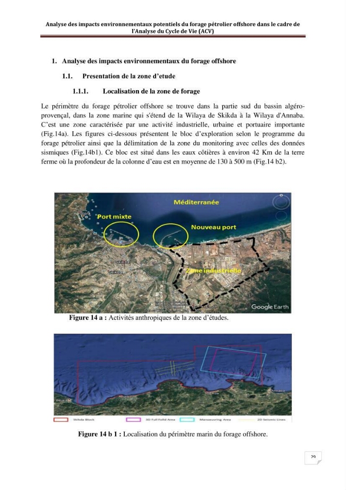 Analyse des impacts environnementaux potentiels du forage pétrolier offshore dans le cadre de l’Analyse du Cycle de Vie (ACV):