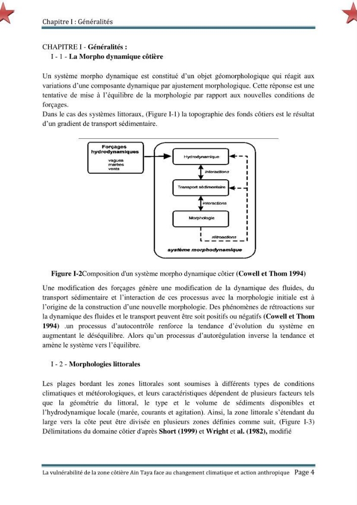 La vulnérabilité de la zone côtière de Ain Taya ( Alger Esr) faces aux changements climatiques et actions anthropiques