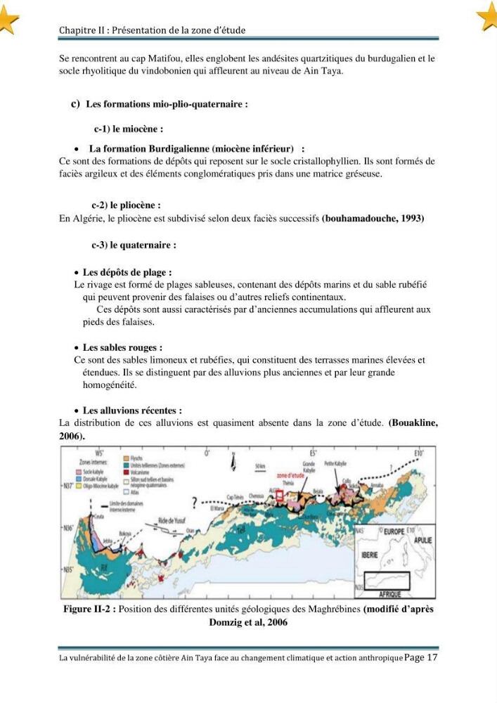 La vulnérabilité de la zone côtière de Ain Taya ( Alger Esr) faces aux changements climatiques et actions anthropiques