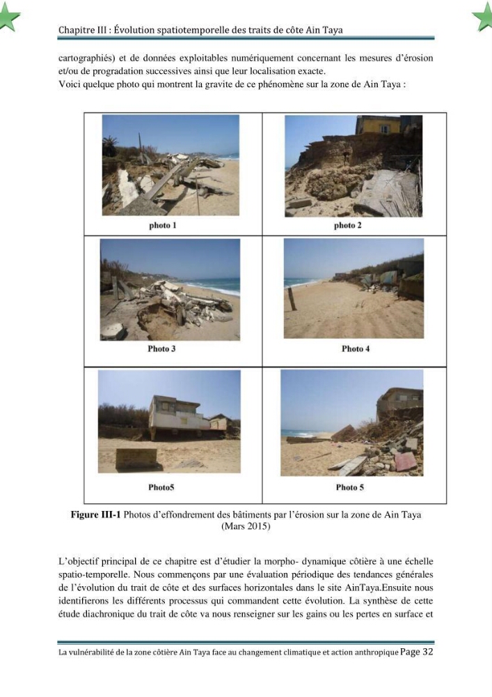 La vulnérabilité de la zone côtière de Ain Taya ( Alger Esr) faces aux changements climatiques et actions anthropiques