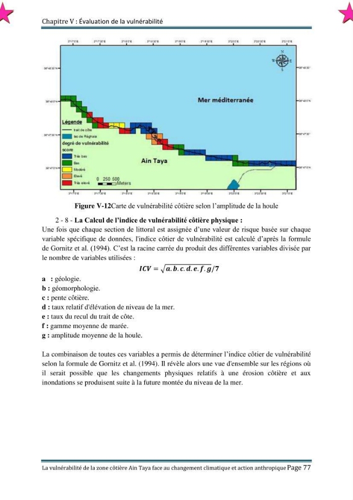 La vulnérabilité de la zone côtière de Ain Taya ( Alger Esr) faces aux changements climatiques et actions anthropiques