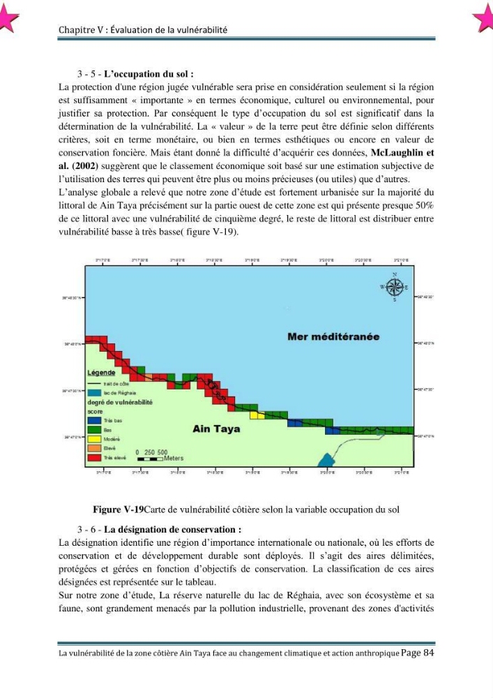 La vulnérabilité de la zone côtière de Ain Taya ( Alger Esr) faces aux changements climatiques et actions anthropiques