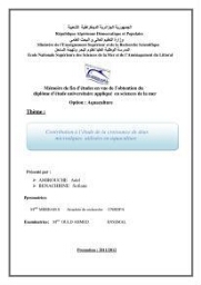 Contribution à l'étude de la croissance de deux microalgues utilisées en aquaculture: