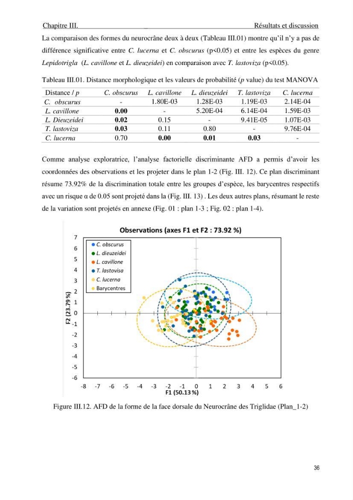 Description des variations morpho-géométrique entre les espèces et les populations des Triglidae (Actinopterygii, Scorpaeniformes) dans le bassin algérien