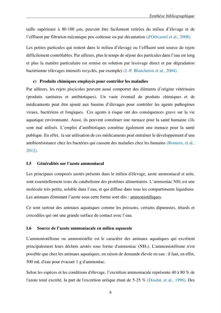 Etude du procédé hybride couplant l’adsorption et la photocatalyse. Application au traitement des effluents issus des fermes piscicoles.: