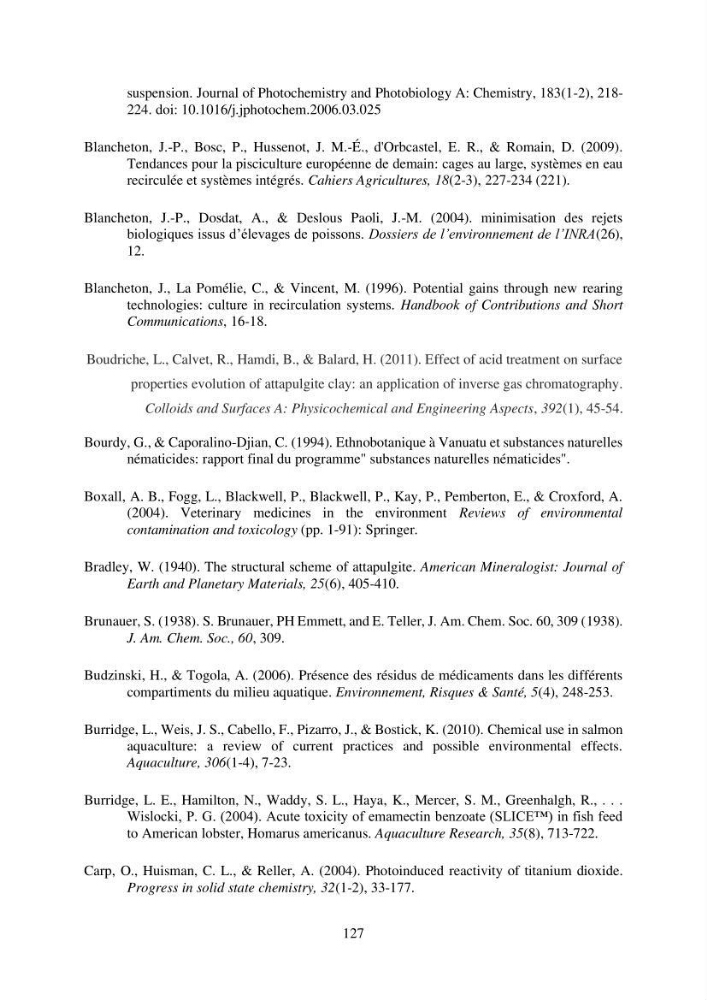 Etude du procédé hybride couplant l’adsorption et la photocatalyse. Application au traitement des effluents issus des fermes piscicoles.: