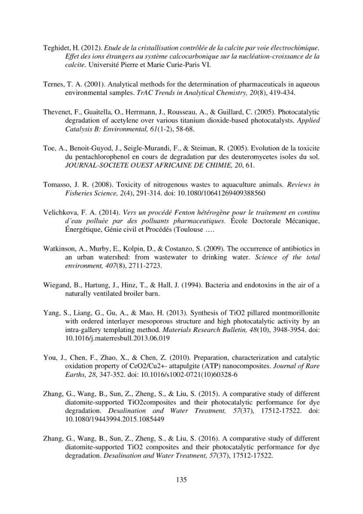 Etude du procédé hybride couplant l’adsorption et la photocatalyse. Application au traitement des effluents issus des fermes piscicoles.: