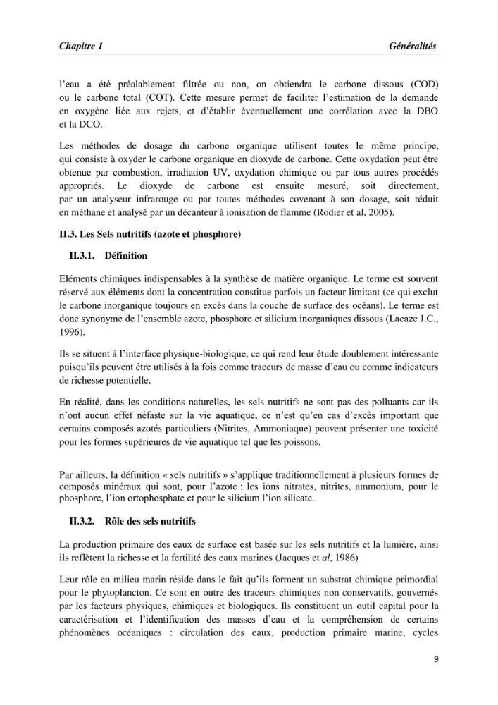 Les paramètres physico-chimiques et les sels nutritifs dans la baie de Bou-Ismail