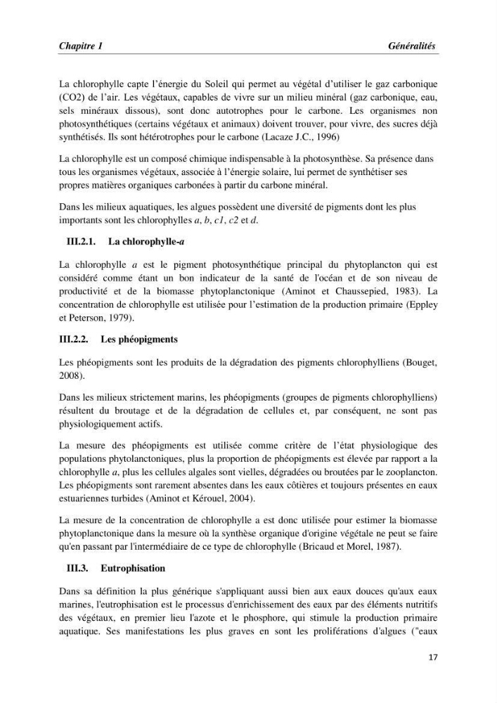 Les paramètres physico-chimiques et les sels nutritifs dans la baie de Bou-Ismail