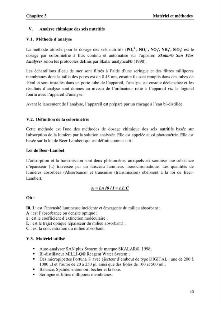 Les paramètres physico-chimiques et les sels nutritifs dans la baie de Bou-Ismail