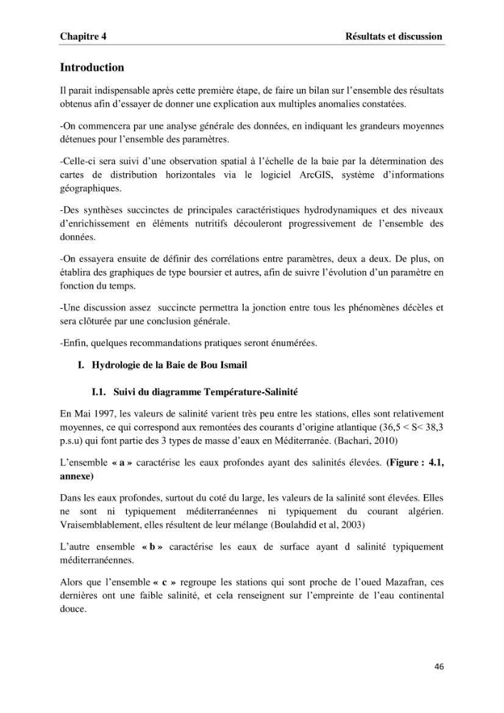 Les paramètres physico-chimiques et les sels nutritifs dans la baie de Bou-Ismail