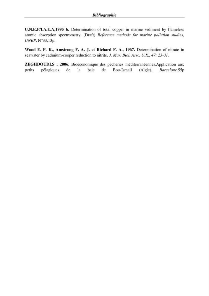 Les paramètres physico-chimiques et les sels nutritifs dans la baie de Bou-Ismail